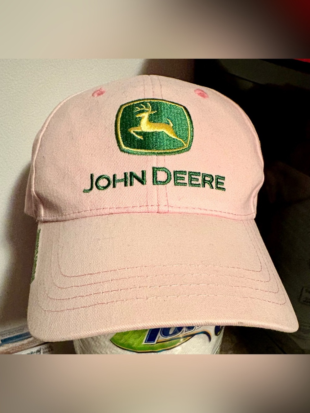 John Deere Pink Adjustable Baseball Cap Green Logo, Owners Edition Almost New!!